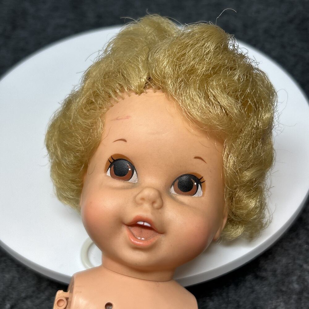 Vintage Mattel Tiny Chatty Baby Doll 1970s Mexico No Arms String Pulls NO SOUND